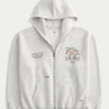 Boxy Zip-Up University of Miami Hurricanes Graphic Hoodie