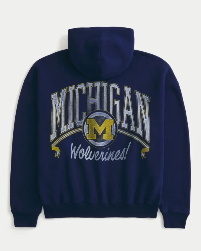 Boxy Zip-Up University of Michigan Wolverines grafisk hettegenser