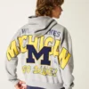 Boxy Zip-Up University of Michigan Wolverines grafisk hettegenser