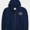Boxy Zip-Up University of Michigan Wolverines grafisk hettegenser