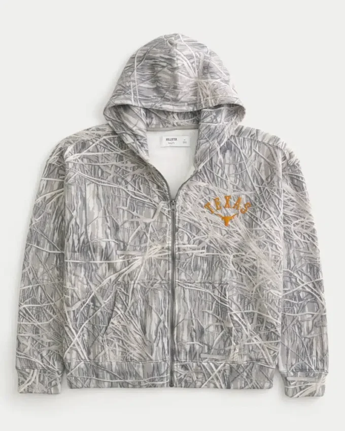 Boxy Zip-Up University of Texas at Austin Longhorns grafisk hettegenser