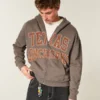 Boxy Zip-Up University of Texas at Austin Longhorns grafisk hettegenser