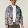 Boxy Zip-Up Villanova Wildcats Graphic Camo Hoodie