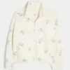 Brodert sherpa-fleecejakke