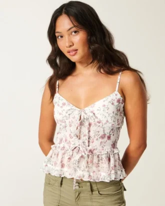 Chiffong-camisole med volanger