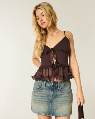 Chiffong-camisole med volanger