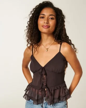Chiffong-camisole med volanger