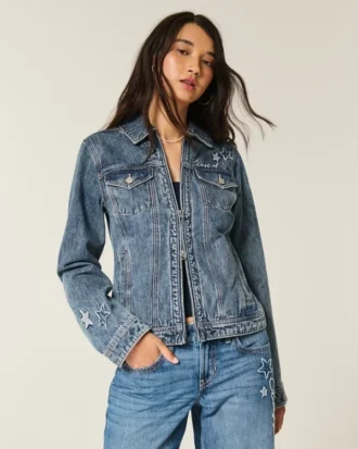 Class of ’26 grafisk denimjakke