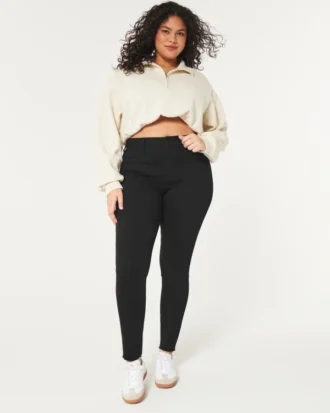 Curvy høye sorte jeansleggings