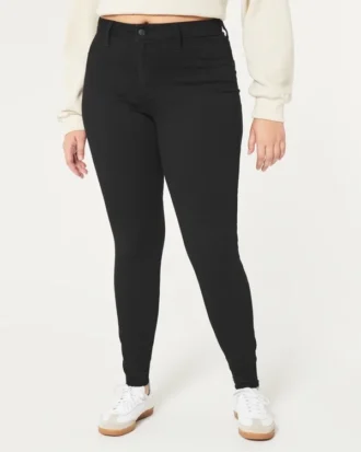 Curvy høye sorte jeansleggings