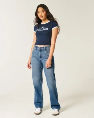 Curvy høyhalset dad jeans