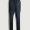 Curvy høyhalset mørkvasket jeansleggings
