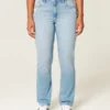 Curvy høyhalset, slitt, lysvasket, rett jeans