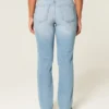 Curvy høyhalset, slitt, lysvasket, rett jeans