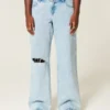 Curvy lavt sittende, revne, lyse, baggy jeans