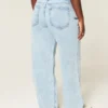 Curvy lavt sittende, revne, lyse, baggy jeans