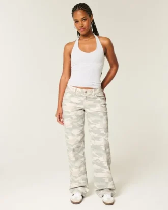 Curvy lavt sittende Y2K Camo Baggy Jeans