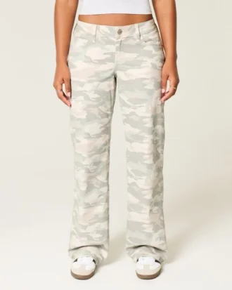 Curvy lavt sittende Y2K Camo Baggy Jeans