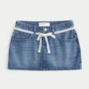 Denim miniskjørt med blonder