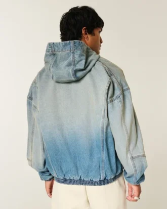 Denim skaterjakke med glidelås
