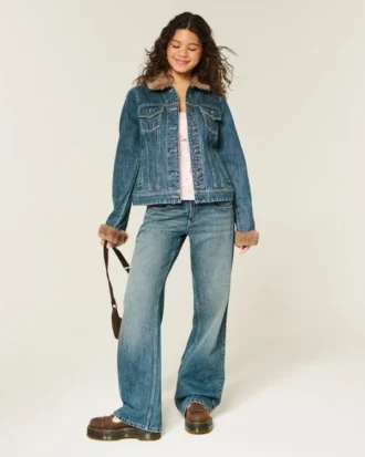 Denimjakke med fuskepels