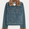 Denimjakke med fuskepels