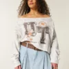 Easy Double Off-the-Shoulder University of Texas Graphic Sweatshirt