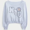 Easy Off-the-Shoulder NYC Graphic Sweatshirt