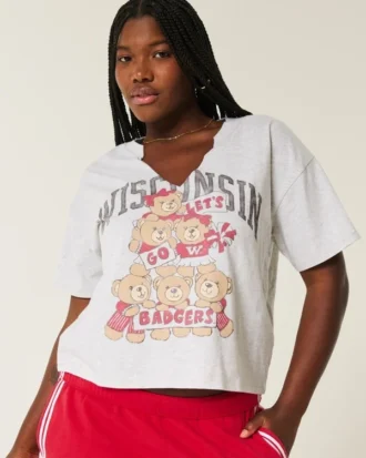Easy Wisconsin Badgers grafisk T-skjorte med utringet hals