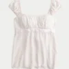 Enkel babydoll-top med satengbånd