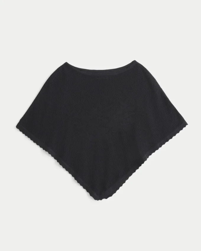 Enkel blomstermønstret poncho