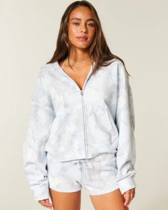 Enkel camouflage-hettegenser med glidelås