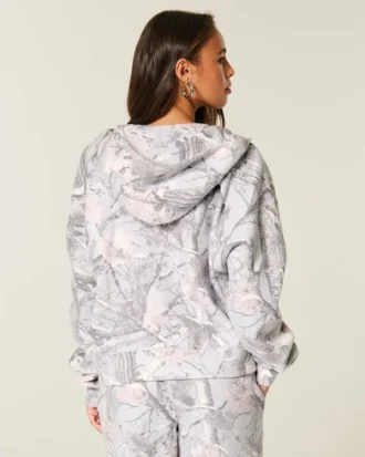 Enkel camouflage-hettegenser med glidelås