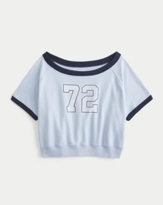Enkel kortærmet grafisk sweatshirt i frottéfleece