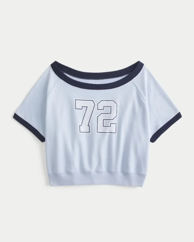 Enkel kortærmet grafisk sweatshirt i frottéfleece