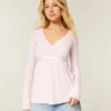 Enkel langermet babydoll-top med krysset front