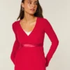 Enkel langermet babydoll-top med krysset front