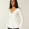 Enkel langermet babydoll-top med krysset front