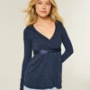 Enkel langermet babydoll-top med krysset front