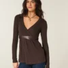 Enkel langermet babydoll-top med krysset front