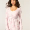 Enkel langermet babydoll-top med krysset front