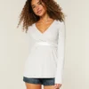 Enkel langermet babydoll-top med krysset front