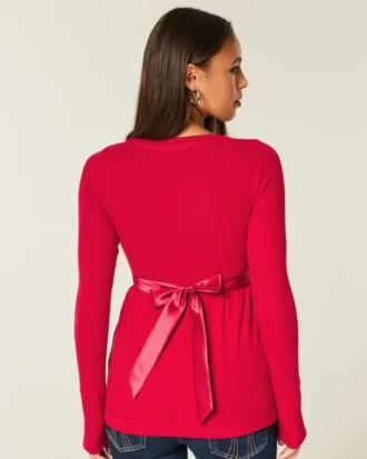 Enkel langermet babydoll-top med krysset front