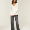 Enkel langermet babydoll-top med krysset front