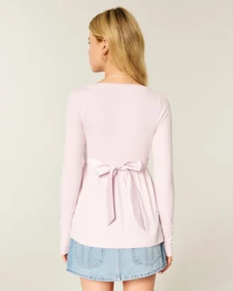 Enkel langermet babydoll-top med krysset front