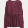 Enkel langermet babydoll-top med krysset front