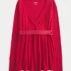 Enkel langermet babydoll-top med krysset front