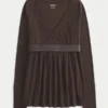 Enkel langermet babydoll-top med krysset front