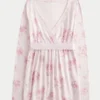 Enkel langermet babydoll-top med krysset front