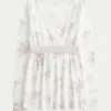 Enkel langermet babydoll-top med krysset front